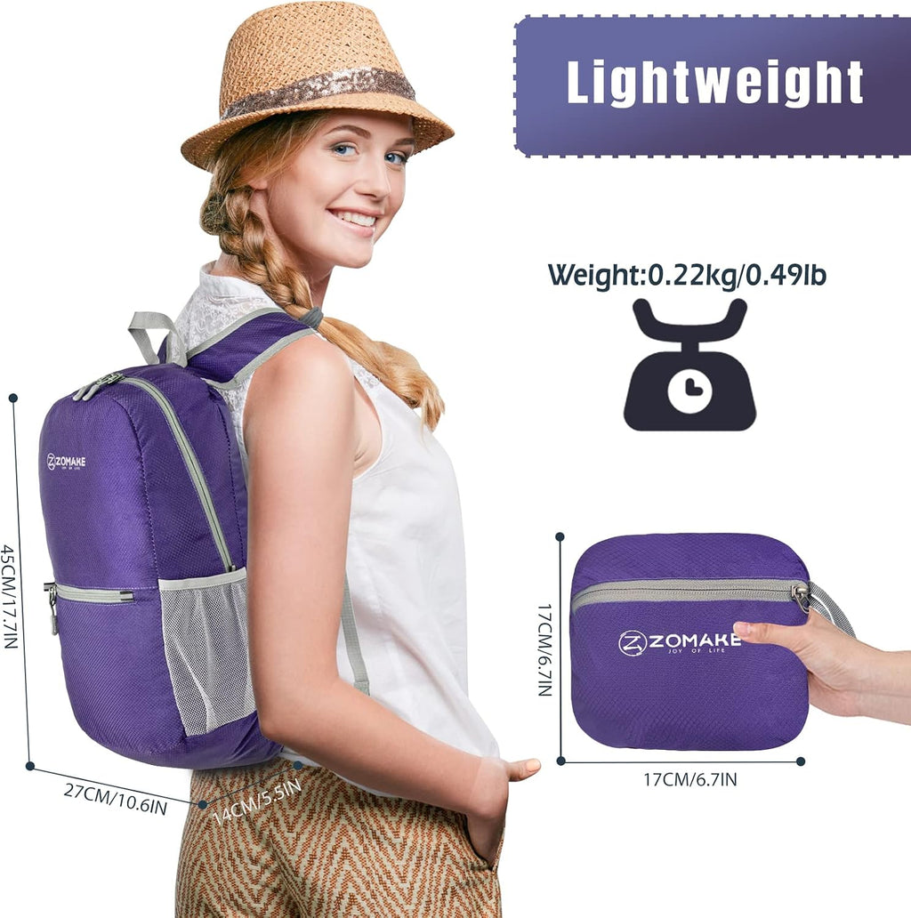 ZOMAKE Lightweight Packable Backpack, Foldable Small Travel Day Pack