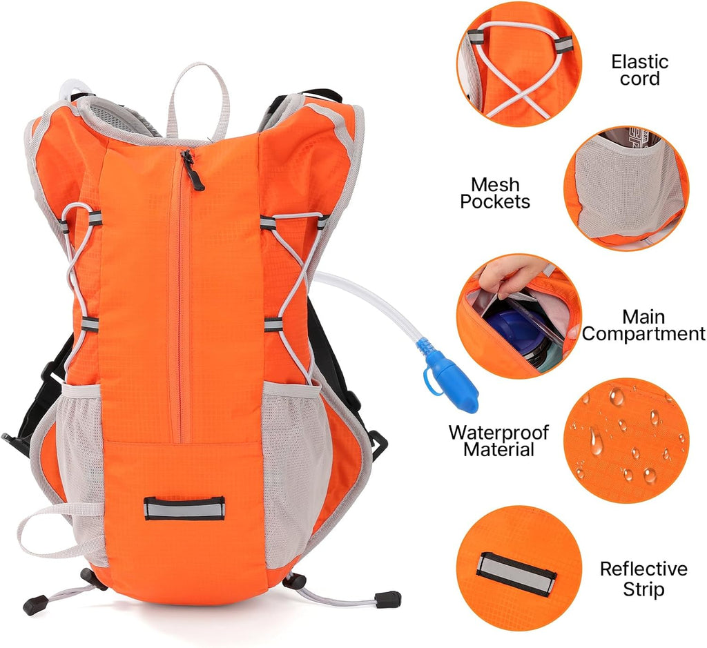 Hydration Backpack with 2L Bladder Water Pack for Hiking Cycling Running