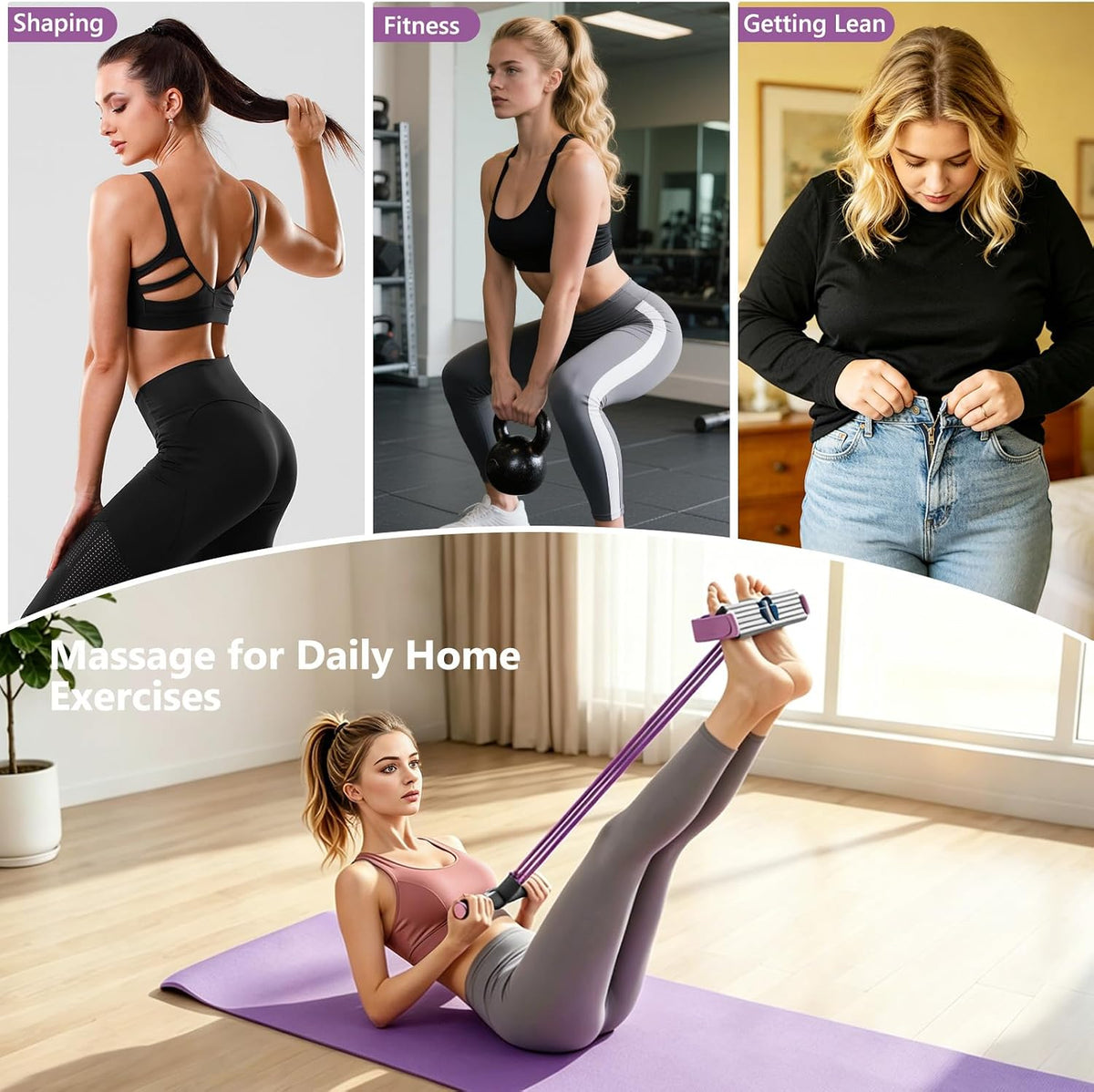 Pedal Resistance Band with Handle,4/6/8 Resistance Levels Elastic Pull Rope, Exercise Bands for Leg Butt Training, Home Gym, Yoga, Pilates