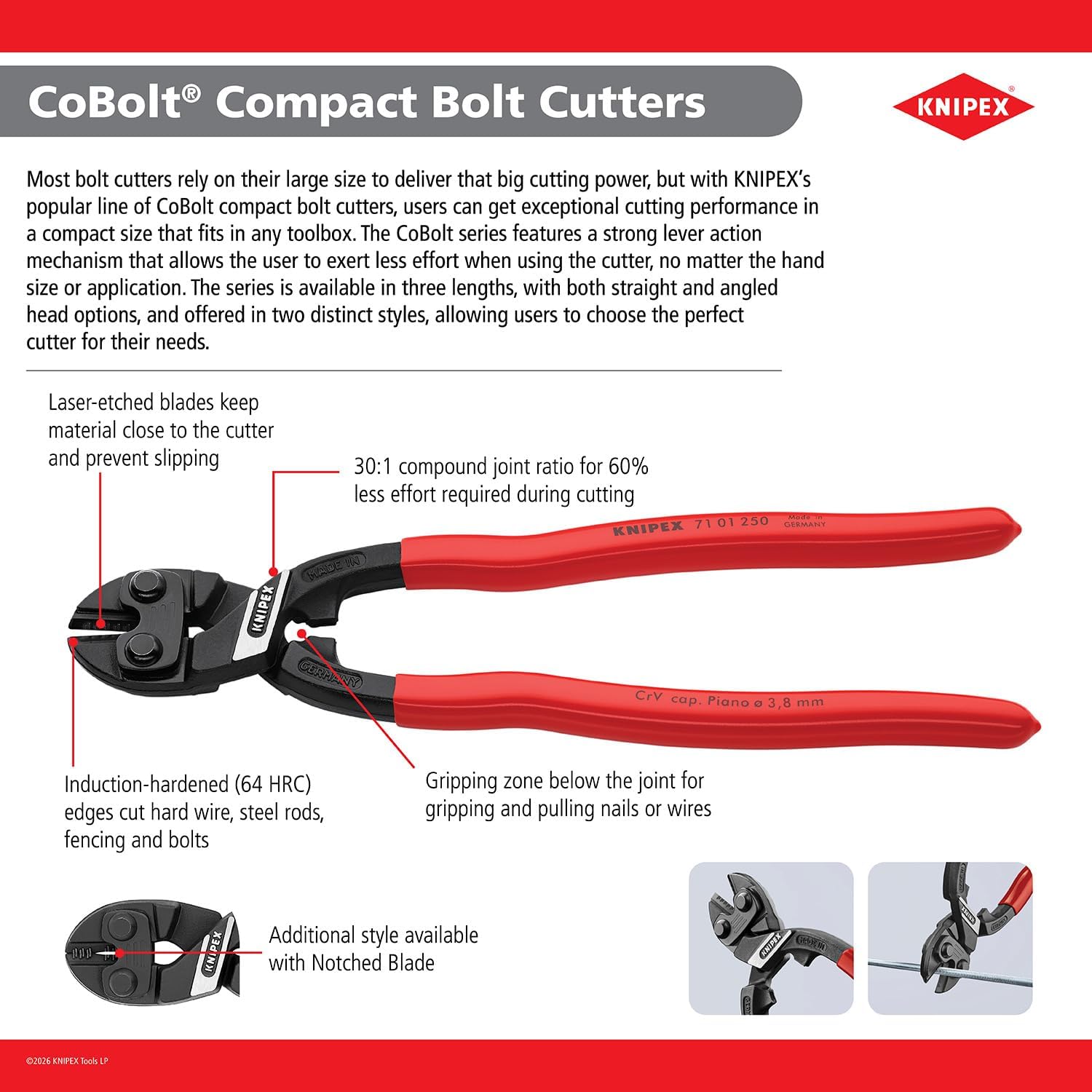 KNIPEX - 71 01 200 Tools - CoBolt Compact Bolt Cutter (7101200), 8-Inch