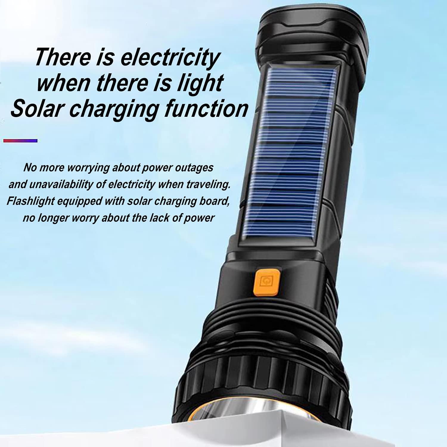 E-SHIDAI 6PCS Solar/Rechargeable Multi Function 1000 Lumens LED Flashlight, with Emergency Strobe Light and 1200 Mah Battery, Emergency Power Supply and USB Charging Cable, Fast Charging