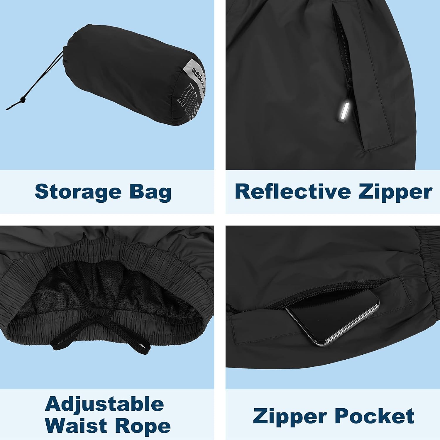 Outdoor Ventures Women's Rain Pants Packable Waterproof Hiking Pants