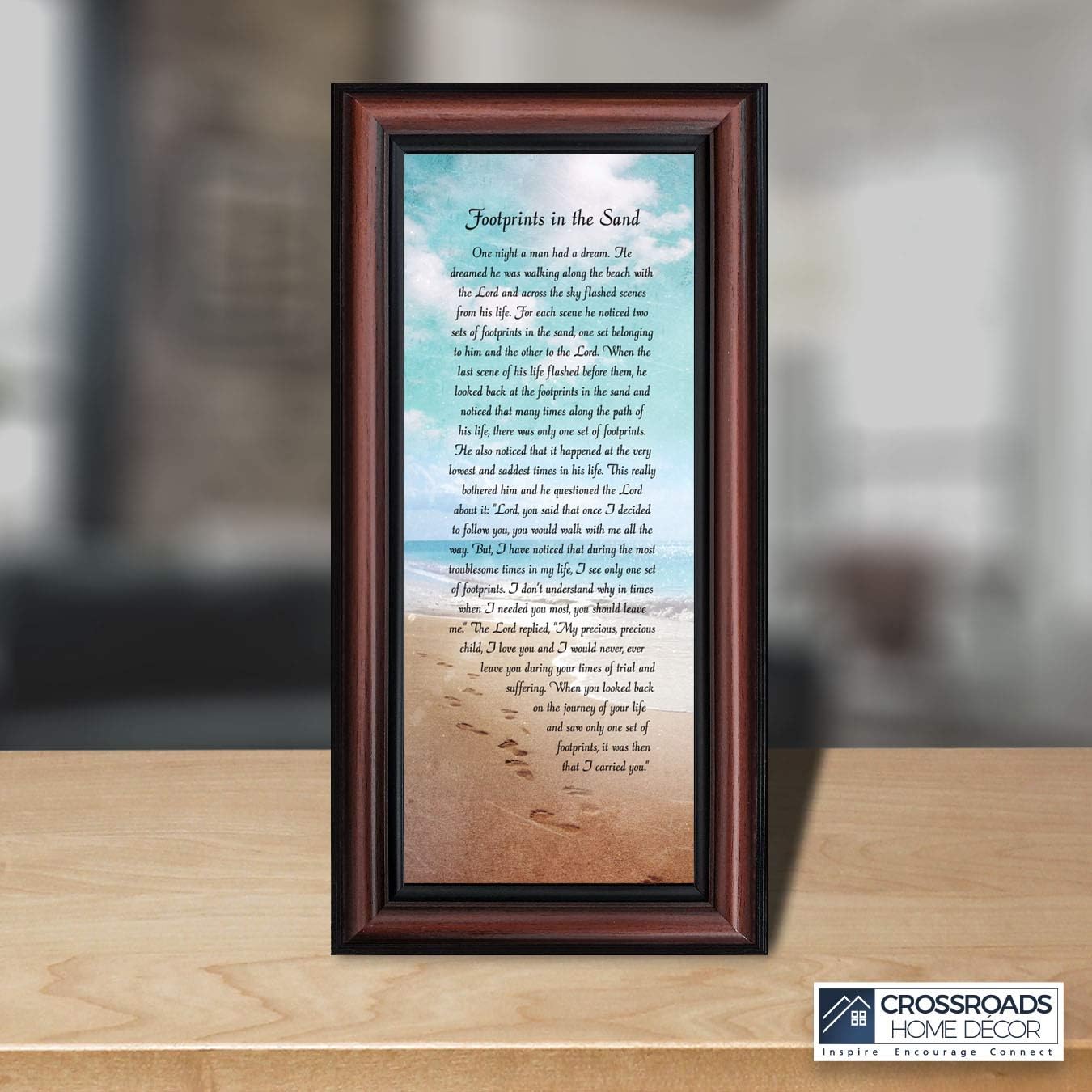 Footprints in the Sand Inspirational Wall Art, Beach Decor, Christian Gifts for Women and Men, Christian Wall Decor, Get Well Soon, Encouraging Scripture Wall Art, Framed Sympathy Gift 7349W