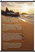 Footprints in the Sand Religious Canvas Wall Art Posters, Inspirational Beach Sunset Poem Print Poster (Black Axis 24x36inch, Footprints(2))
