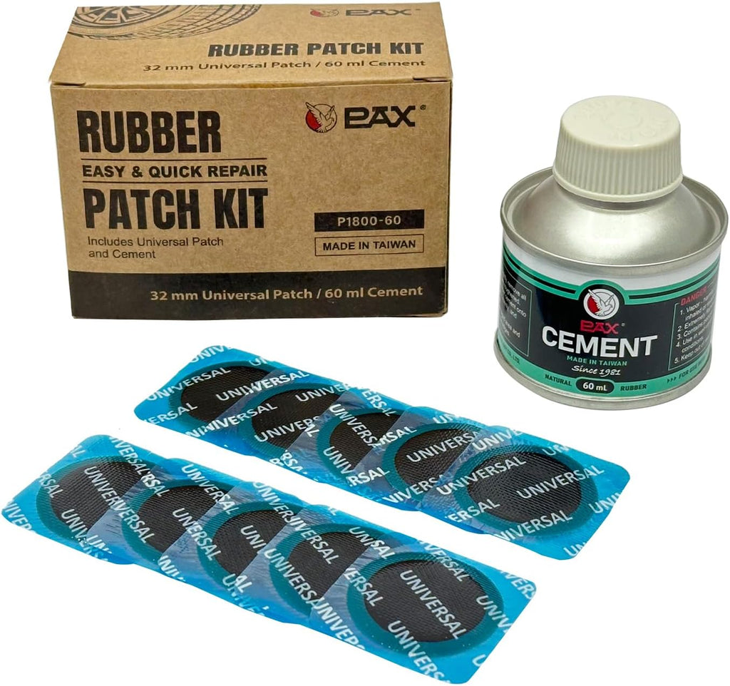 PAX 30 Pcs 32mm Round Universal Tire Patch Kit for Inner Tubes, with 60ml Green Rubber Cement, Tube Patch Kit for Bike, Motorcycle & Inflatable Tires (Not Plug, Not Sealant)