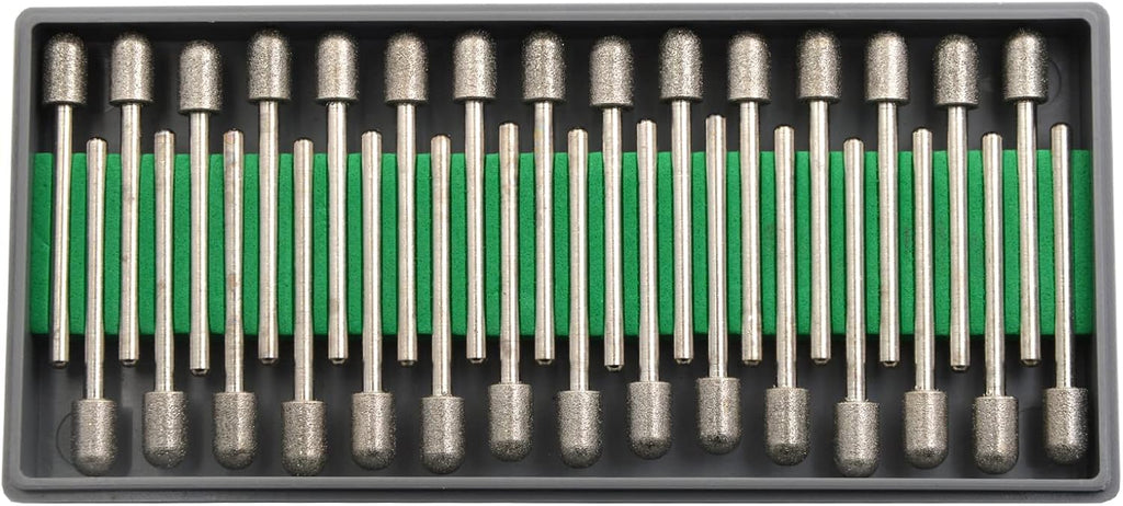 30Pcs 6mm Barrel Head,3mm Shaft,Diamond Stone Abrasive Burs Burr Grit Bits for Rotary Tool Grinding Head Jewelry Lapidary Woodworking (Barrel 6mm)