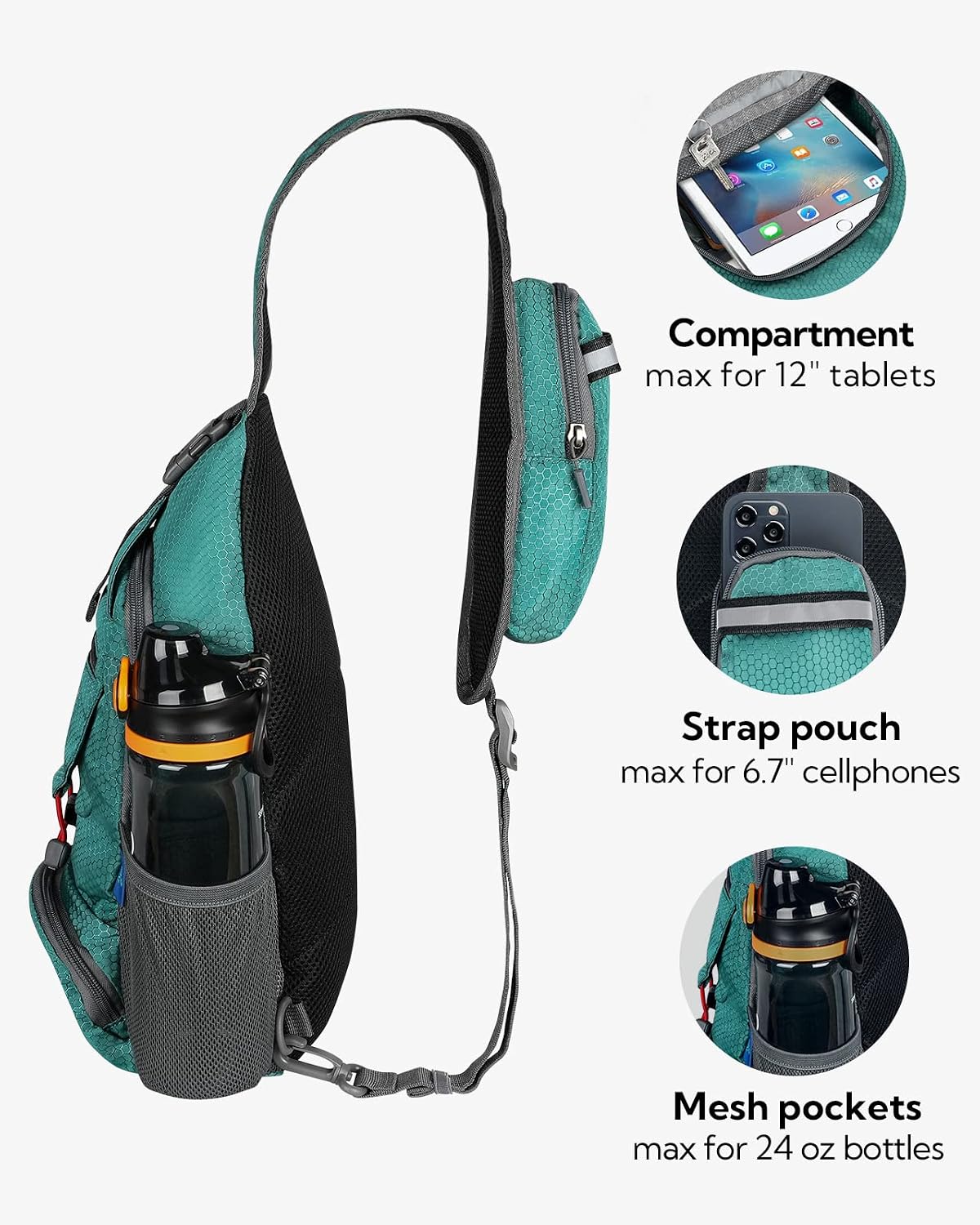 WATERFLY Packable Sling Backpack Lightweight Crossbody Bag Travel Daypack