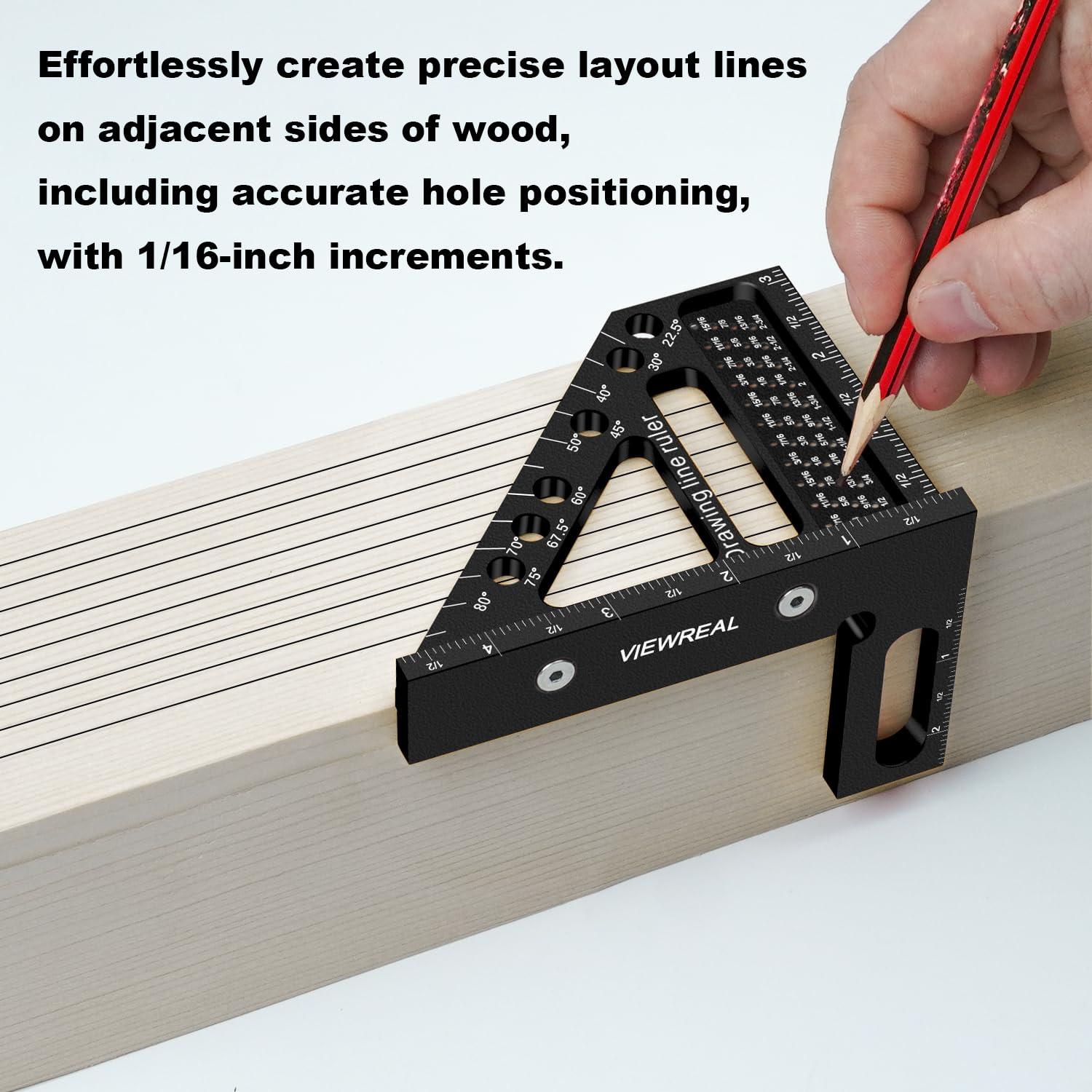 Precision Multi-Angle Carpenter's Square - Versatile Aluminum Woodworking Tool with Laser-Etched Markings for Engineering & Construction