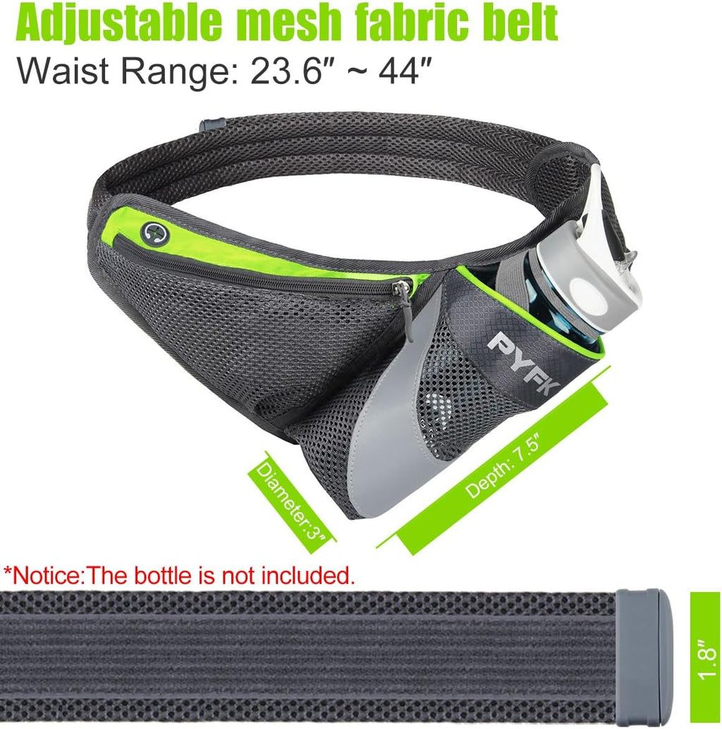 PYFK Running Belt Hydration Waist Pack with Water Bottle Holder for Men Women Waist Pouch Fanny Bag Reflective