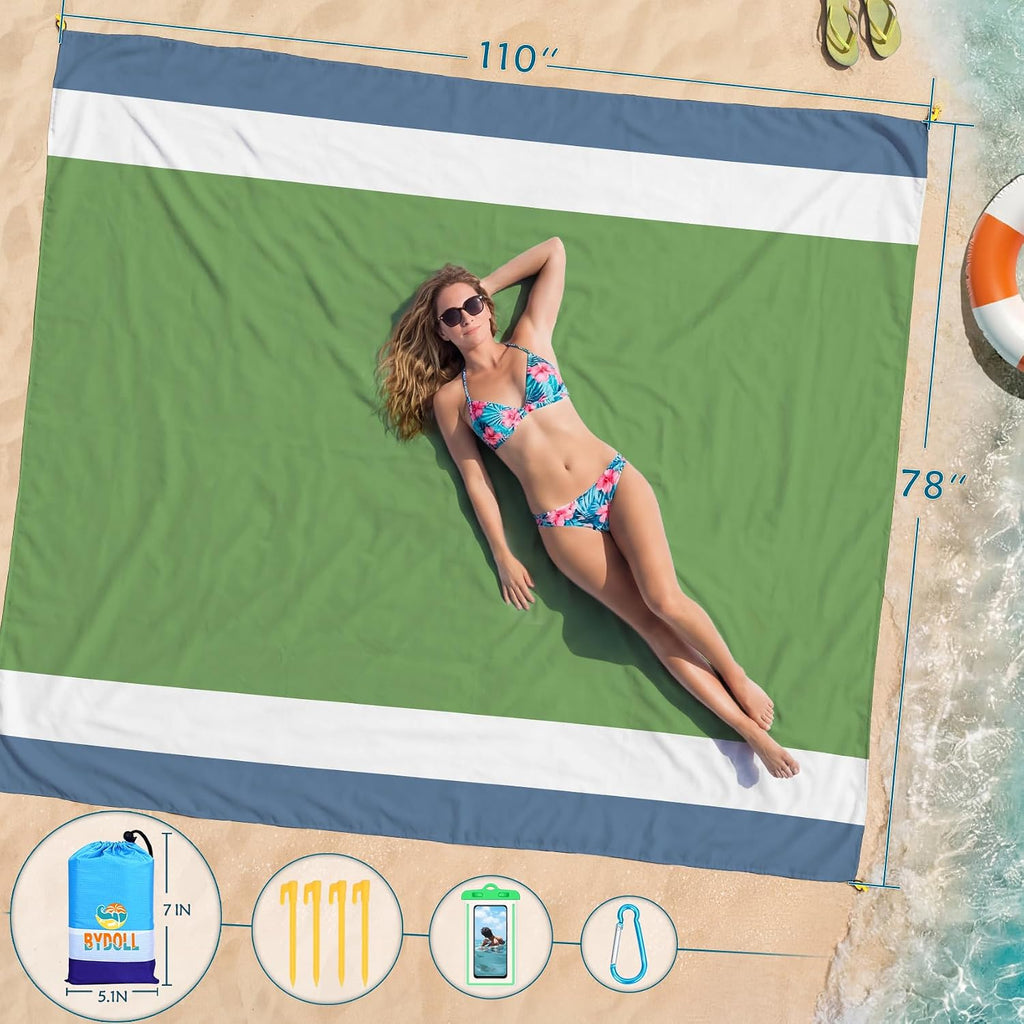 Beach Blanket Waterproof Sandproof Large 78''X81''/10'X9' Beach Towel Mat