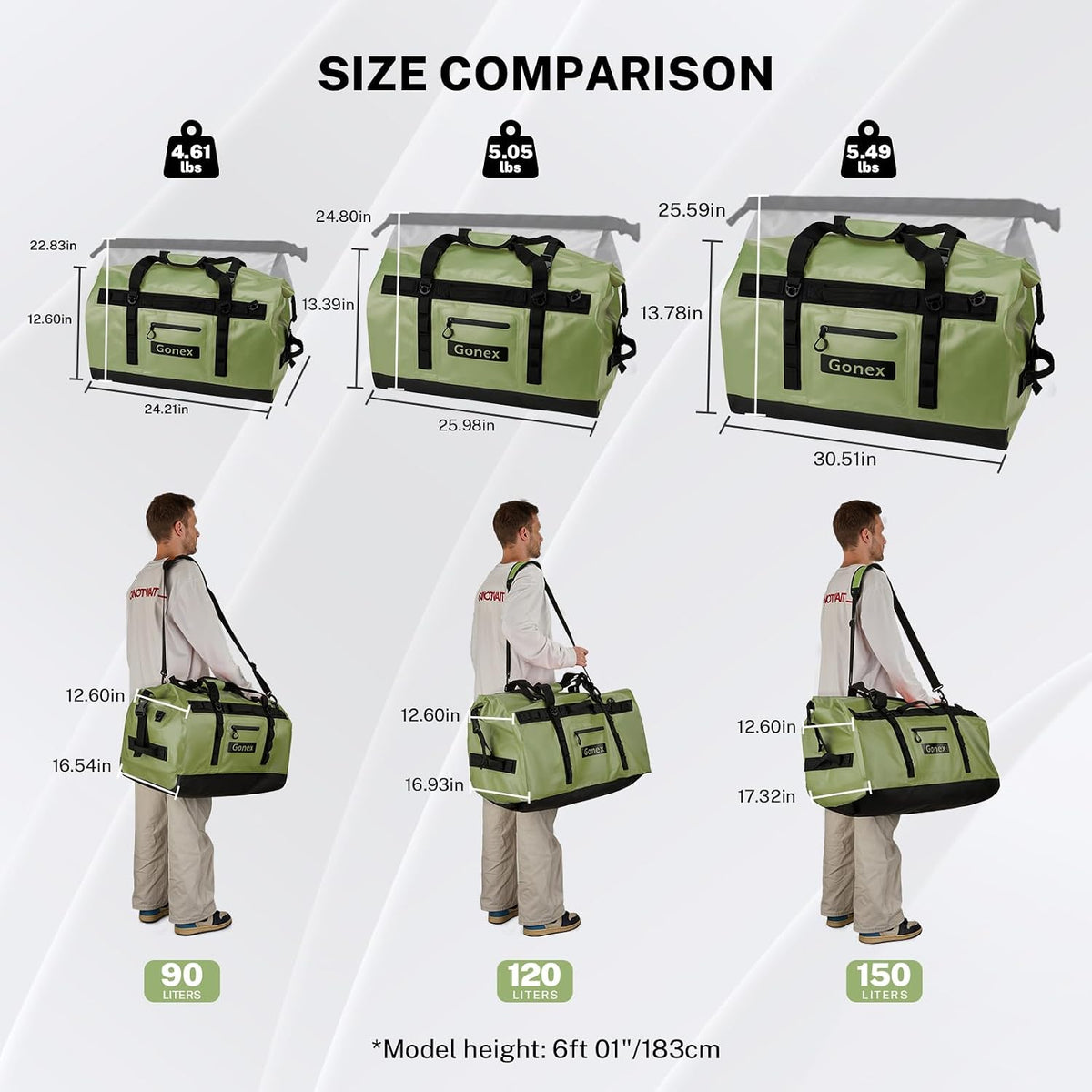 Gonex Waterproof Duffel Bag, 150L Heavy Duty Dry Bag, Reinforced Bottom