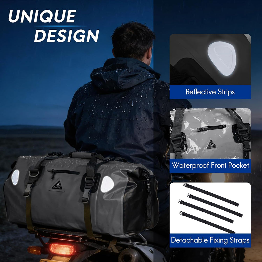 Haimont Waterproof Duffel Bag Roll-top Dry Duffel Bag with Quick-fixed Straps for Motorcycling, Rafting, Boating, SUP, Kayaking, Travel, 50L/70L
