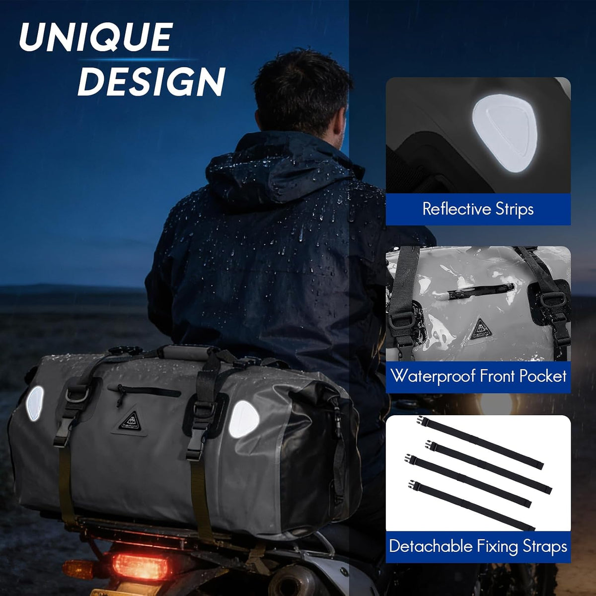 Haimont Waterproof Duffel Bag Roll-top Dry Duffel Bag with Quick-fixed Straps for Motorcycling, Rafting, Boating, SUP, Kayaking, Travel, 50L/70L