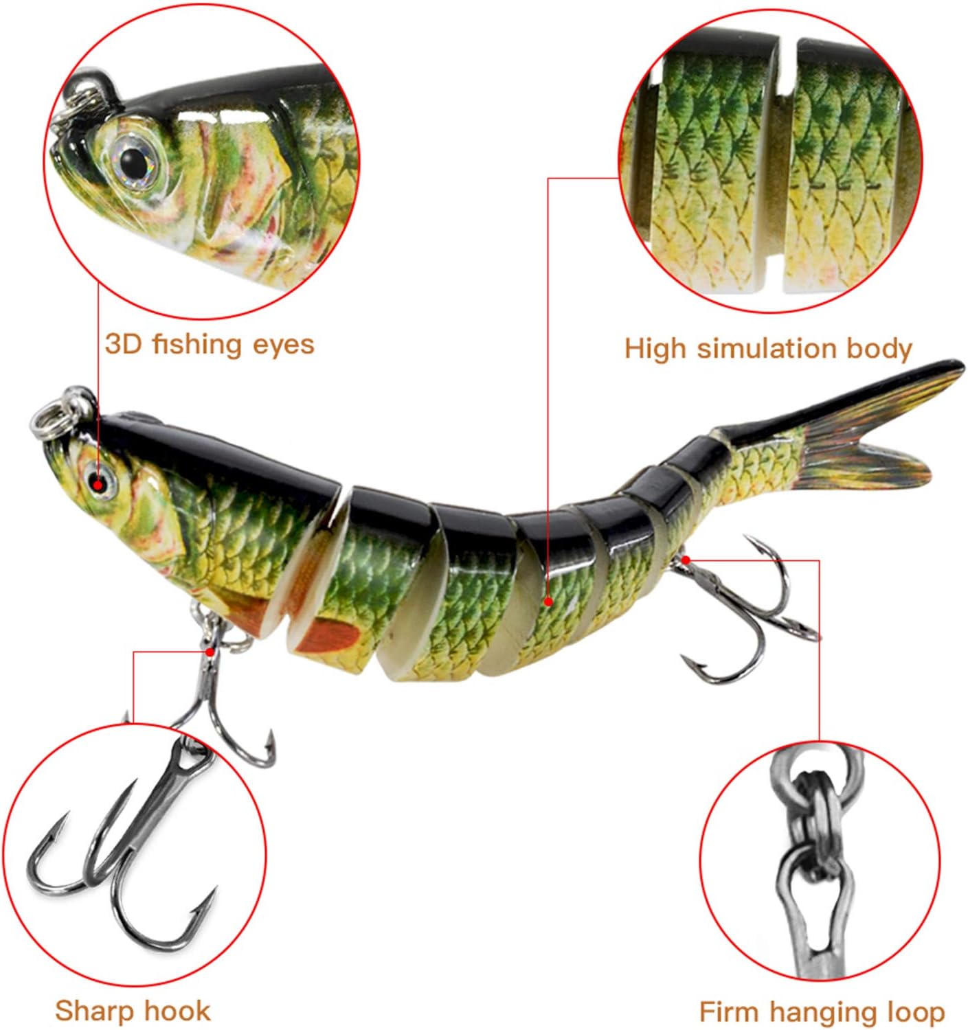 Fishing Lures for Bass Trout Topwater Multi Jointed Swimbaits