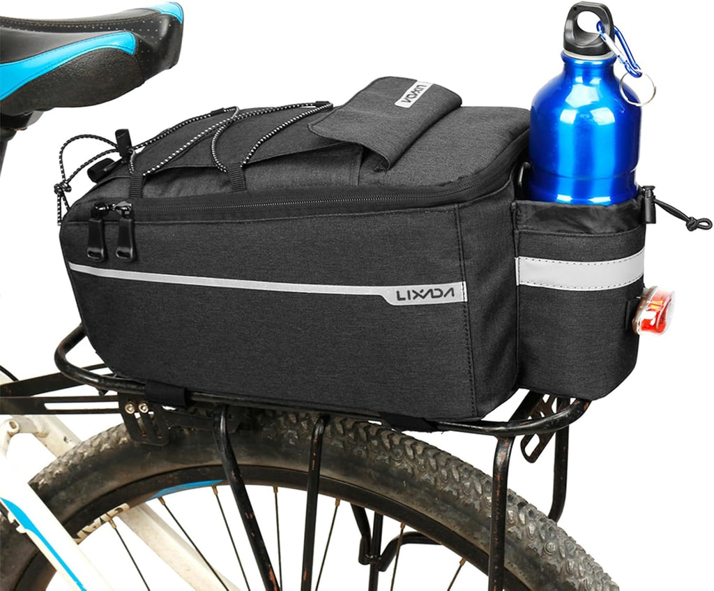 Lixada Bike Panniers Bike Trunk Bag Insulated Bag for Warm/Cool Items, Bicycle Rear Rack Storage Luggage Bicycle Seat Multifunctional Insulated Trunk Cooler Bag Shoulder Bag 11.4 6.3 6.7in