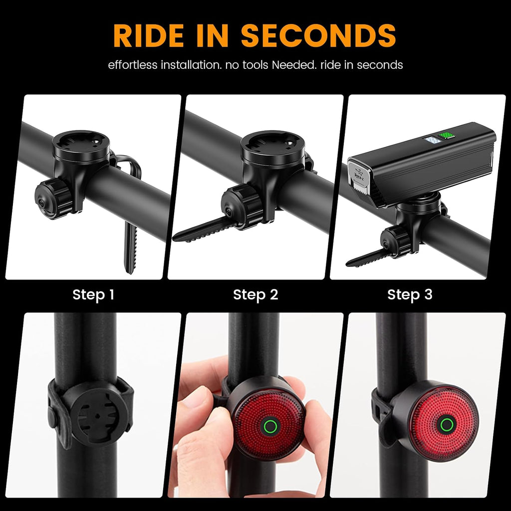 Bike Light for Night Riding, 2000LM/1000LM Bicycle Headlight & Taillight, Multiple Modes,3000mAh/2000mAh USB C Rechargeable Waterproof LED Bright Bike Headlights for Cyclists and Commuters