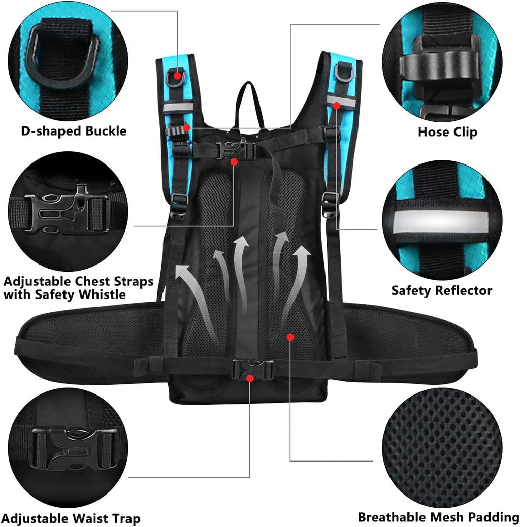 Hydration Backpack with 3L Water Bladder, Small Hydration Pack Backpack for Men Women, Lightweight Water Backpack with Cooler Layer for Running, Biking, Hiking
