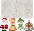 Christmas Fondant Molds for Cake Decorating, Santa Silicone Molds, Reindeer Snowman Candy Chocolate Molds for Handmade Cookies, Mousse, Jelly, Clay, Resin, Soap, Candles, Sugarcraft