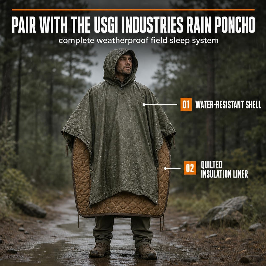 USGI Industries Woobie Blanket, Insulated Water-Resistant Poncho Liner
