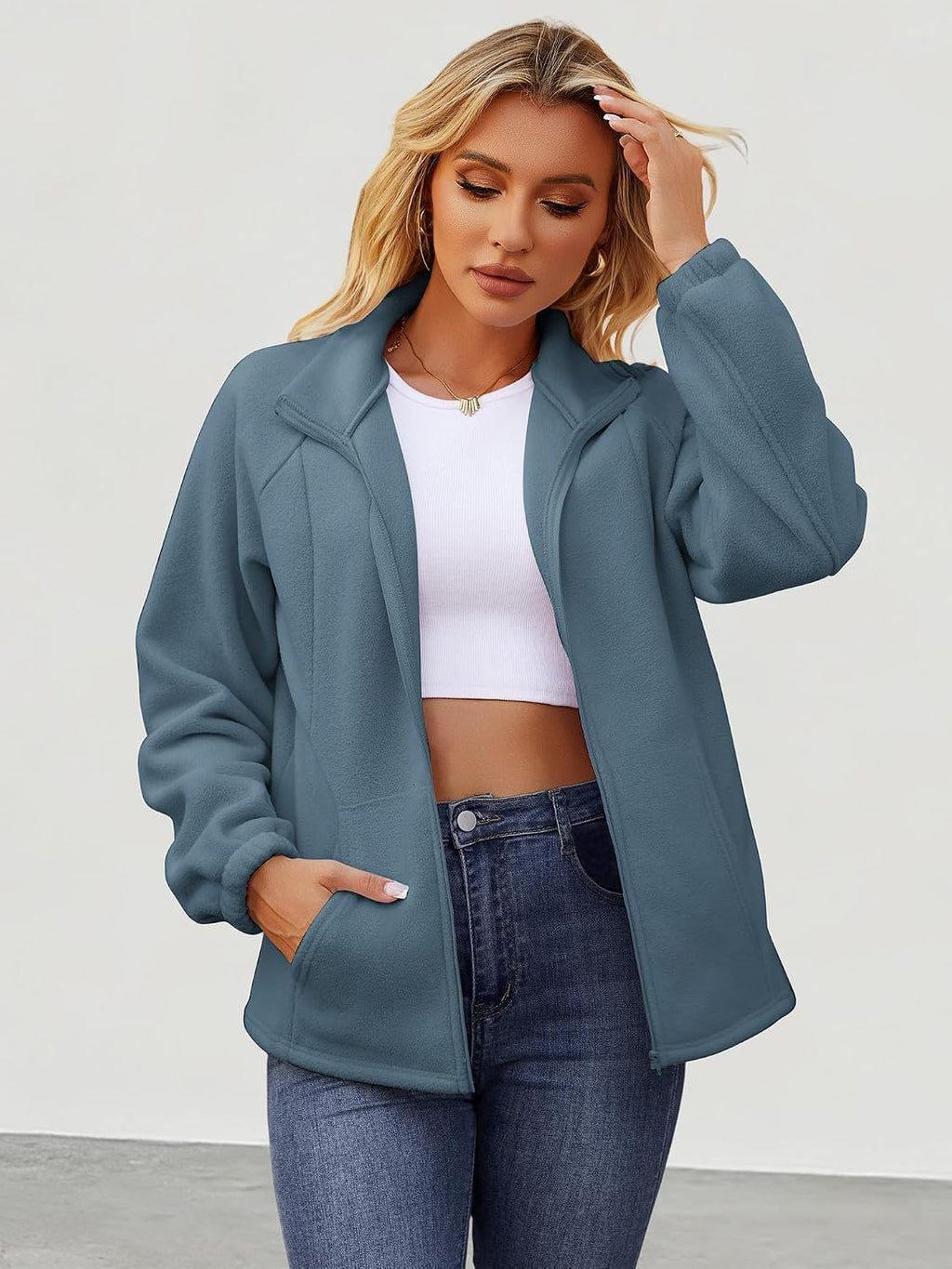 UEAL Womens Zip Up Fleece Jacket