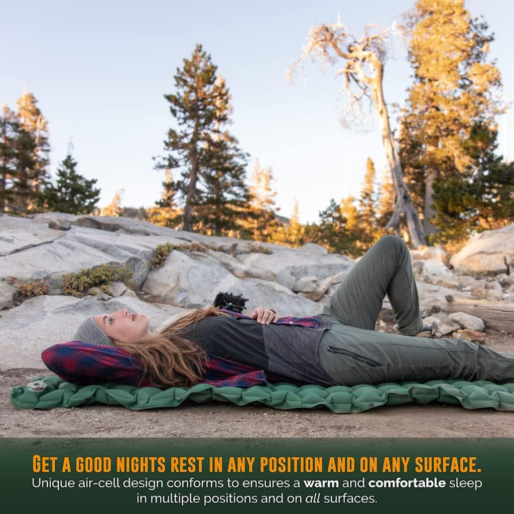Ryno Tuff Camping Sleeping Pads and Camping Pillow Set - Ultralight Sleeping Pad for Camping, Backpacking Pad and Hiking Sleeping Pad- Ultralight and Packable Floor Sleeping Mat and Pillow Set