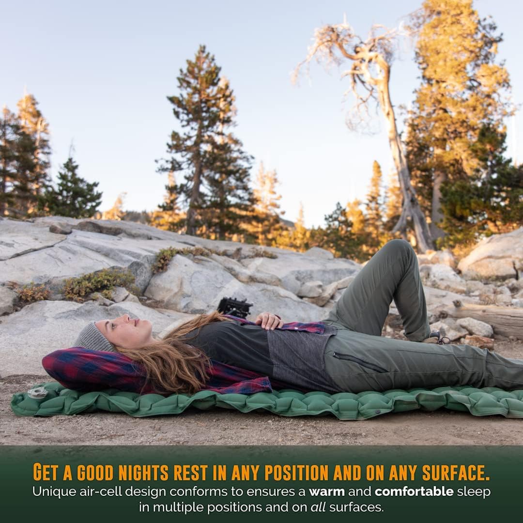 Ryno Tuff Camping Sleeping Pads and Camping Pillow Set - Ultralight Sleeping Pad for Camping, Backpacking Pad and Hiking Sleeping Pad- Ultralight and Packable Floor Sleeping Mat and Pillow Set
