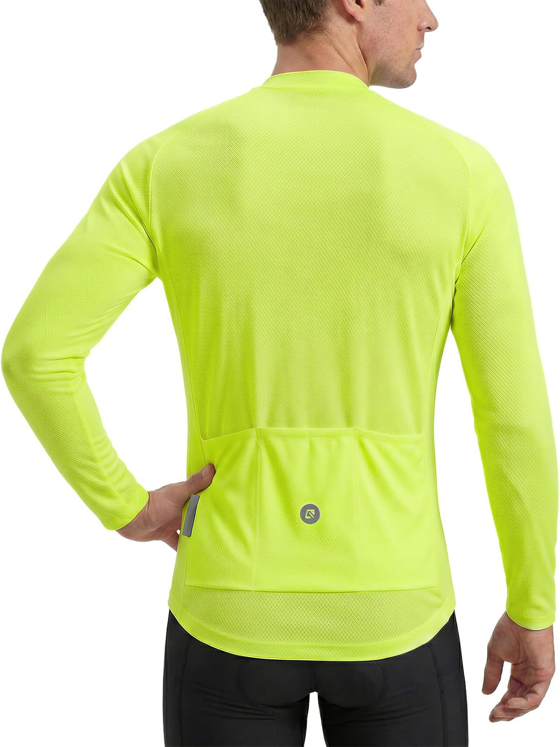ROCKBROS Men's Long Sleeve Cycling Jersey Breathable Lightweight Bike Shirt Moisture Wicking Reflective 3 Pockets Half Zip