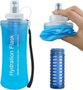 500ml Collapsible Water Bottle with Filter for Hiking Backpacking(Blue)