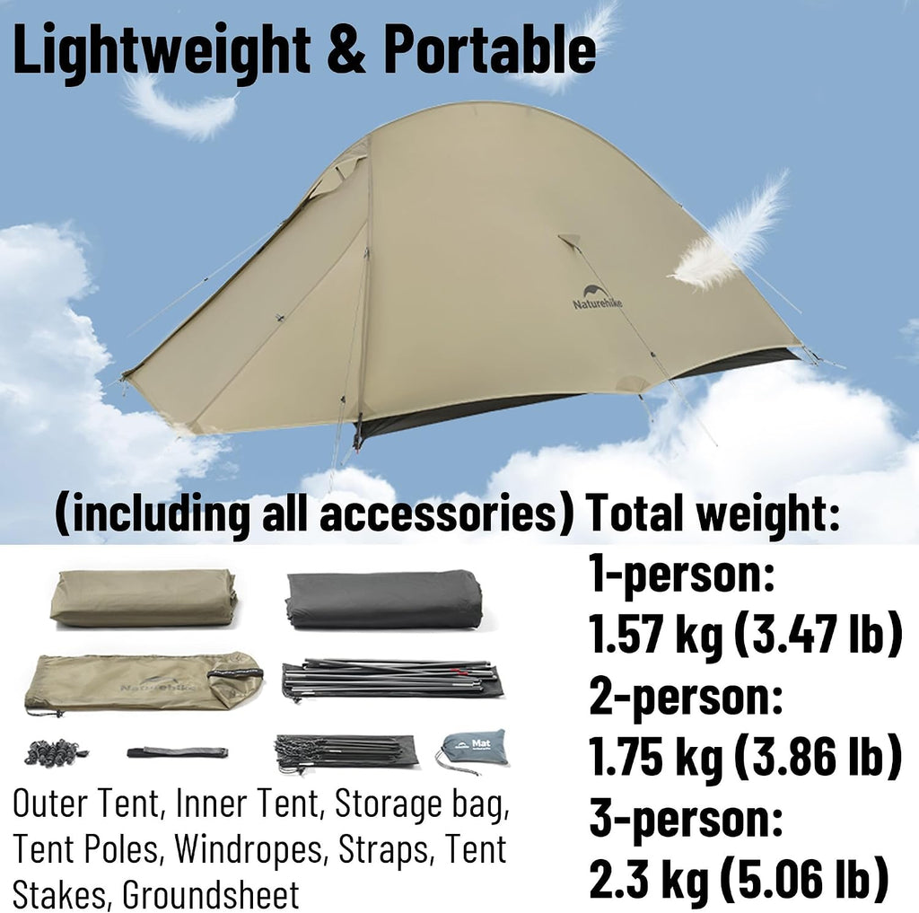 Naturehike Cloud up Pro Backpacking Tent for Camping, 1/2/3 Person