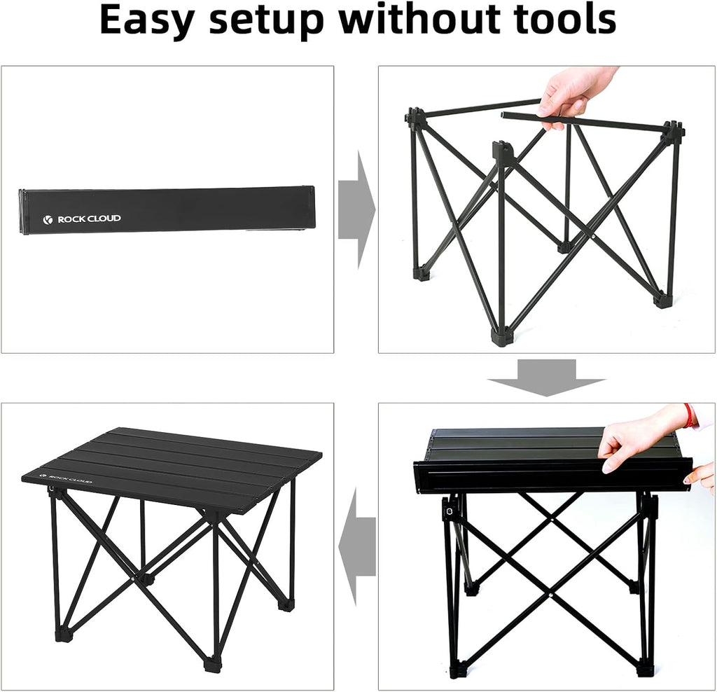 ROCK CLOUD Portable Camping Table Ultralight Aluminum Camp Table Folding Compact Beach Table for Camping Hiking Backpacking Outdoor Picnic