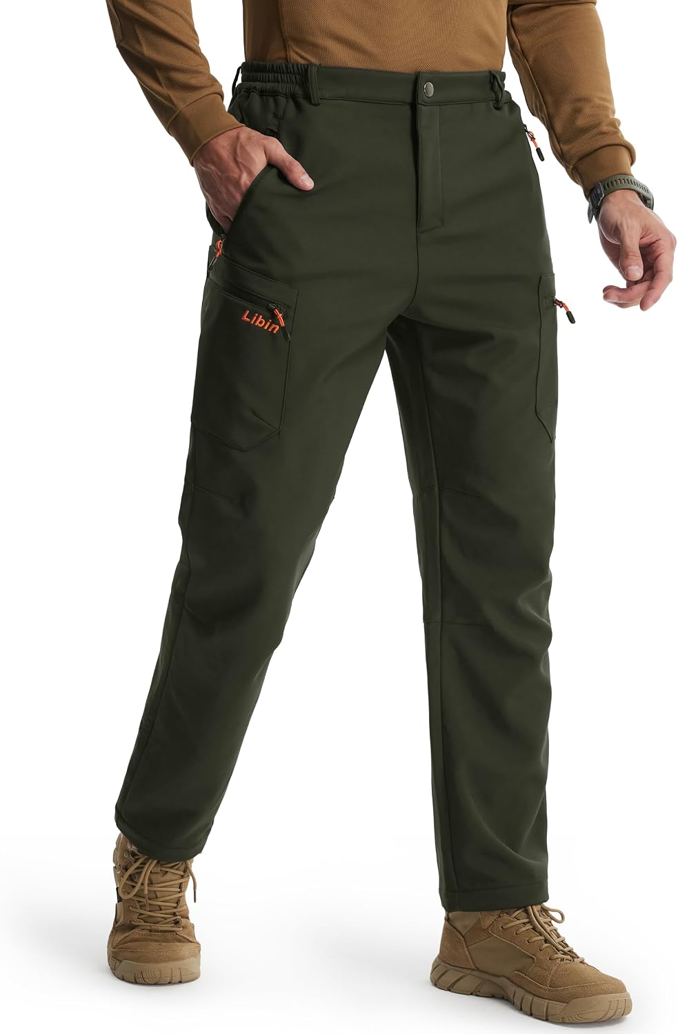 Libin Men's Fleece Lined Hiking Pants Snow Ski Water Resistant