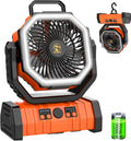 20000mAh Camping Fan with LED Lantern, Rechargeable Battery Powered Fan
