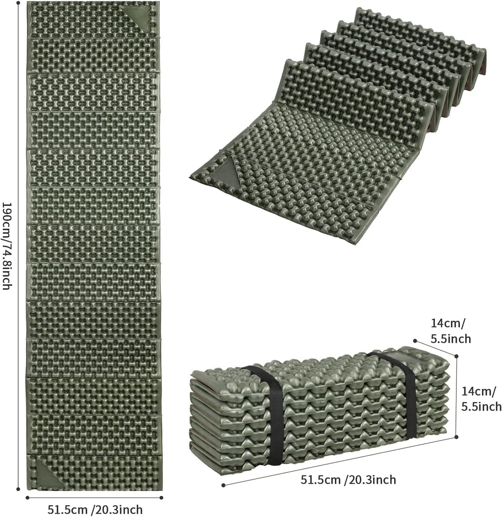 Foam Camping Pads for Hiking, Ultralight Closed Cell Mattress, Waterproof Soft Mat for Adults, Wide Picnic Yoga Mats, Folding Sleeping Pad for Outdoor Backpacking