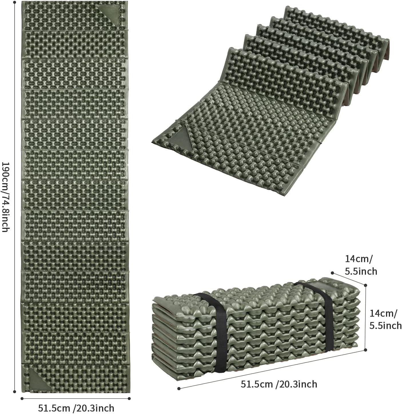 Foam Camping Pads for Hiking, Ultralight Closed Cell Mattress, Waterproof Soft Mat for Adults, Wide Picnic Yoga Mats, Folding Sleeping Pad for Outdoor Backpacking