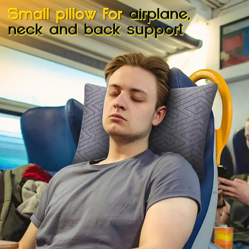 1 MIDDLE ONE Travel Pillow for Sleeping Camping, Memory Foam Small Pillow with Breathable Cover for Backpacking, Airplane, Car (15.5 X 12 Inch)