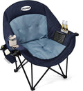Coldbee Oversized Camping Chairs, Heavy Duty Padded, Thick Headrest, Blue