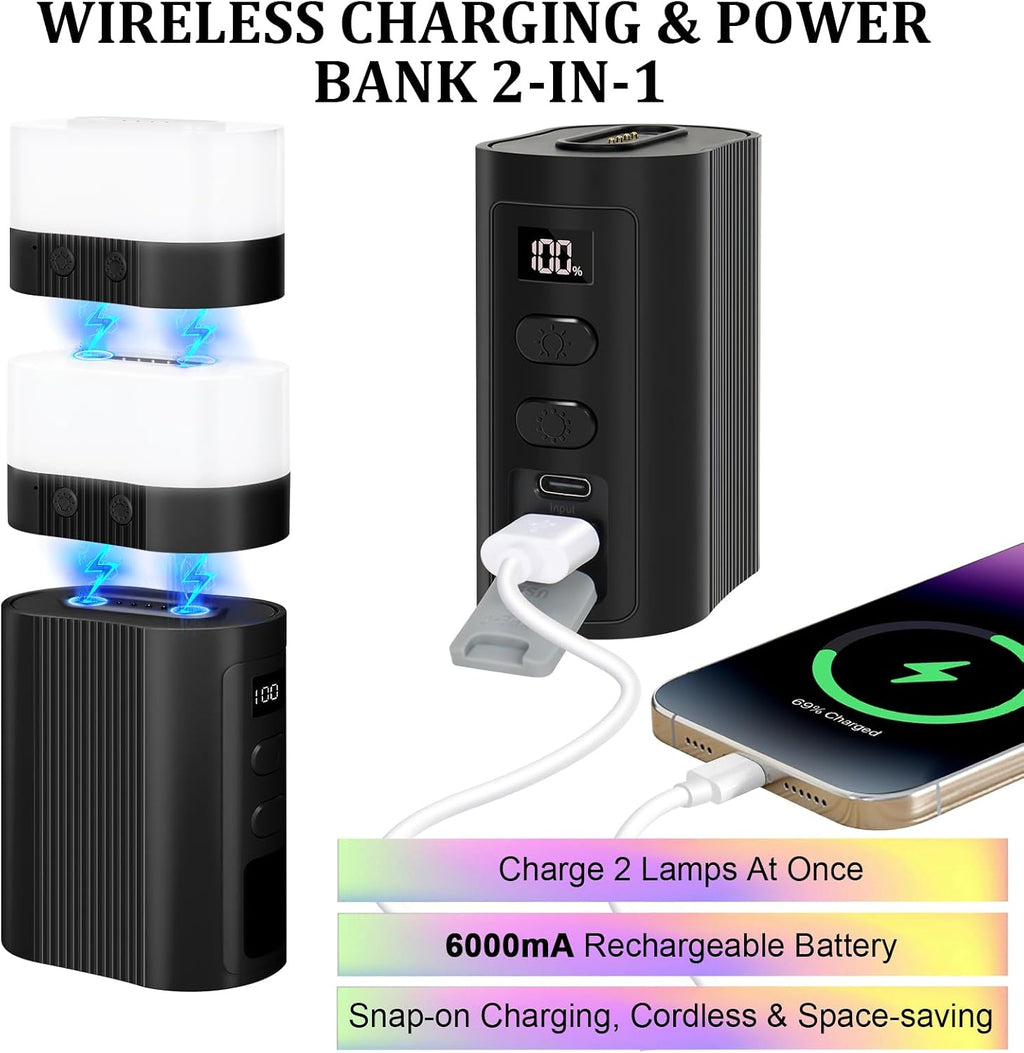 TRELC Portable Night Light Cordless Rechargeable, Innovative Magnetic Split Night Lamp & 6000mA Power Bank 2-in-1, Christmas Atmosphere Light, 11 Colors Mini Mood Lights for Bedroom, Bar, Party