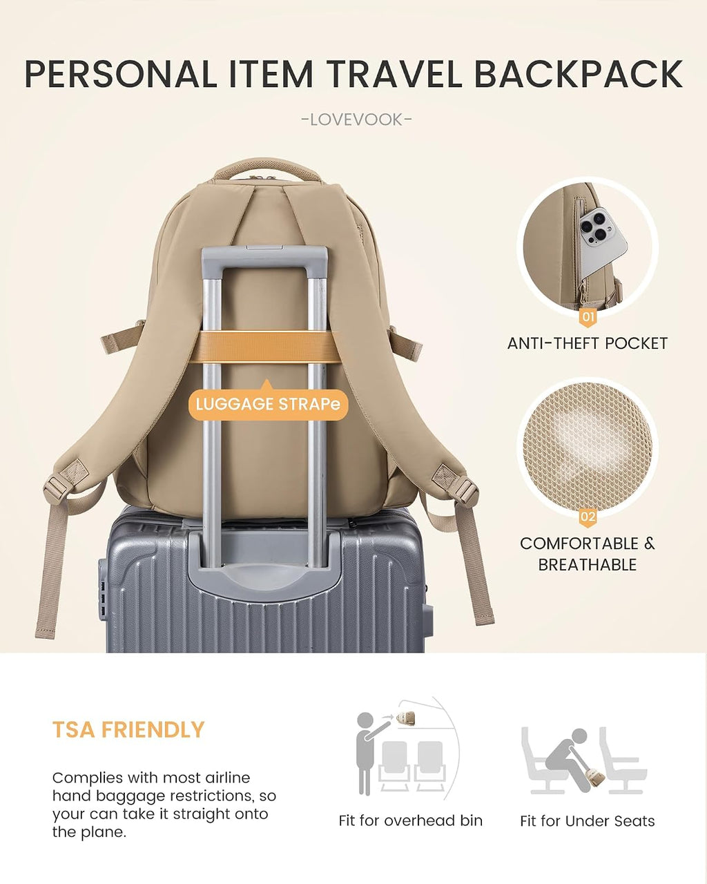 LOVEVOOK Laptop Backpack for Women Work Teacher with Tumbler Holder