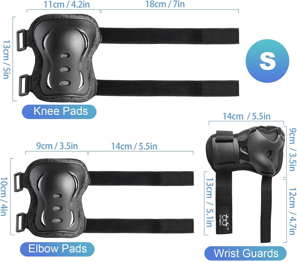 Kids Youth Adult Protective Gear Set Adjustable Knee Elbow Wrist Guards