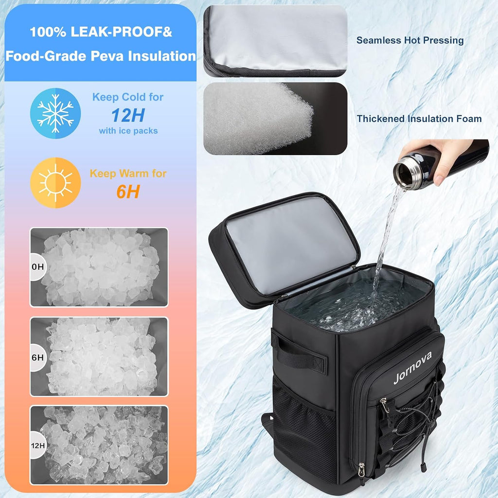 Insulated Leakproof Cooler Backpack,Double Deck Bag,48 Cans,35L