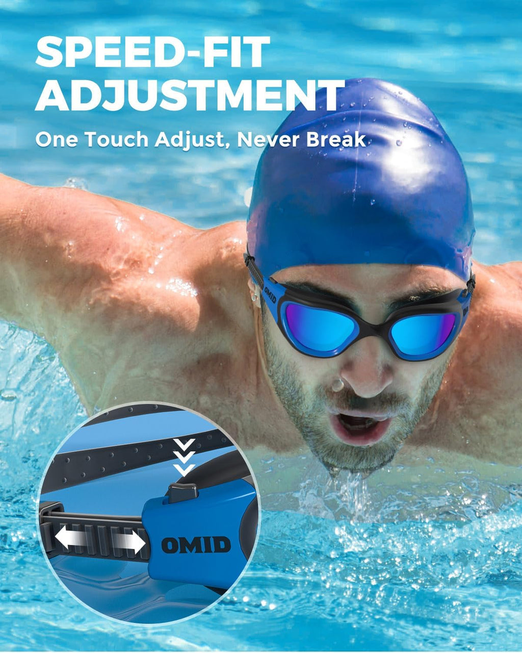 OMID Swim Goggles, P2 Polarized Swimming Goggles for Men Anti-fog Goggles Swimming for Adult Women