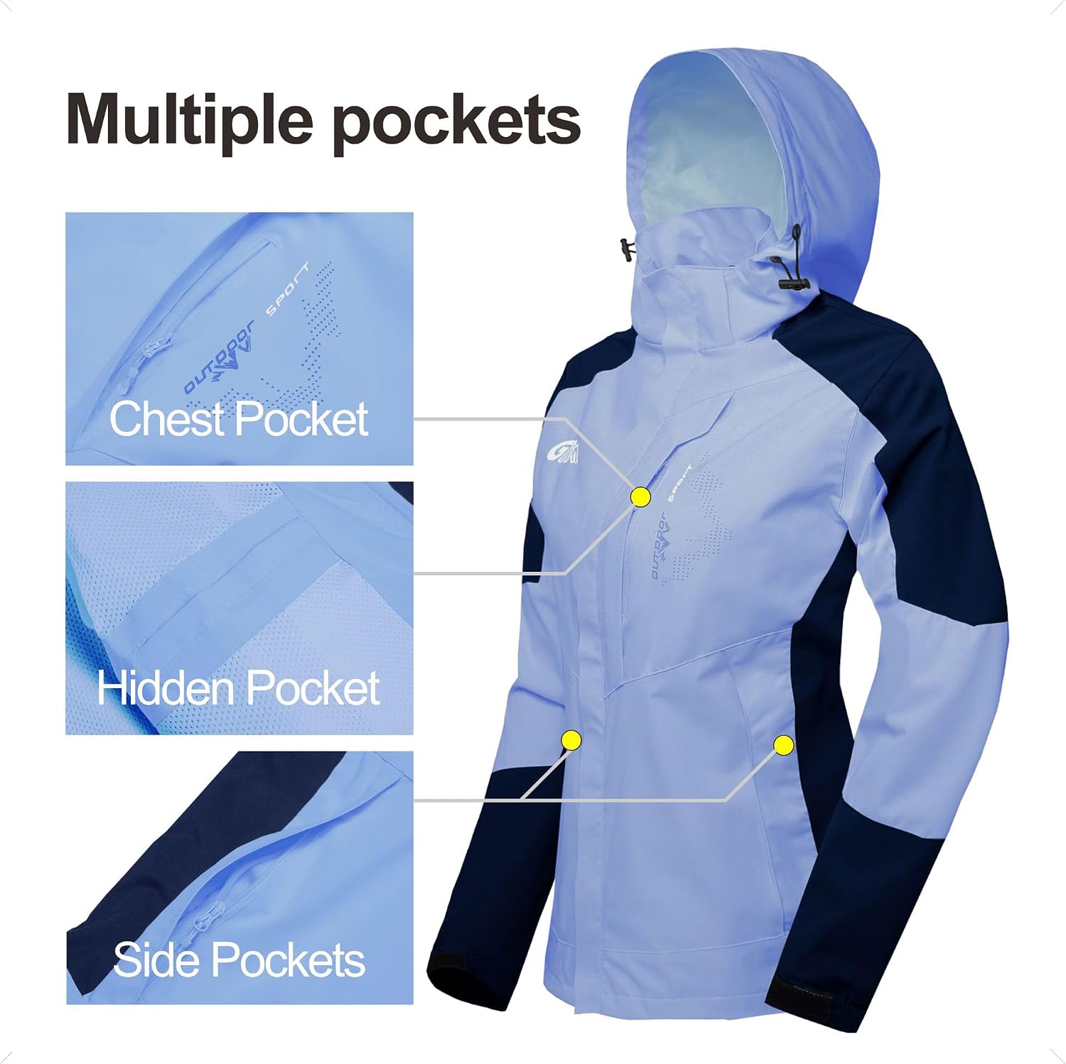 Women's Rain Jackets Waterproof with Hood Lightweight Rain Suit for Women Ladies Rain Coats Outdoor Windbreaker