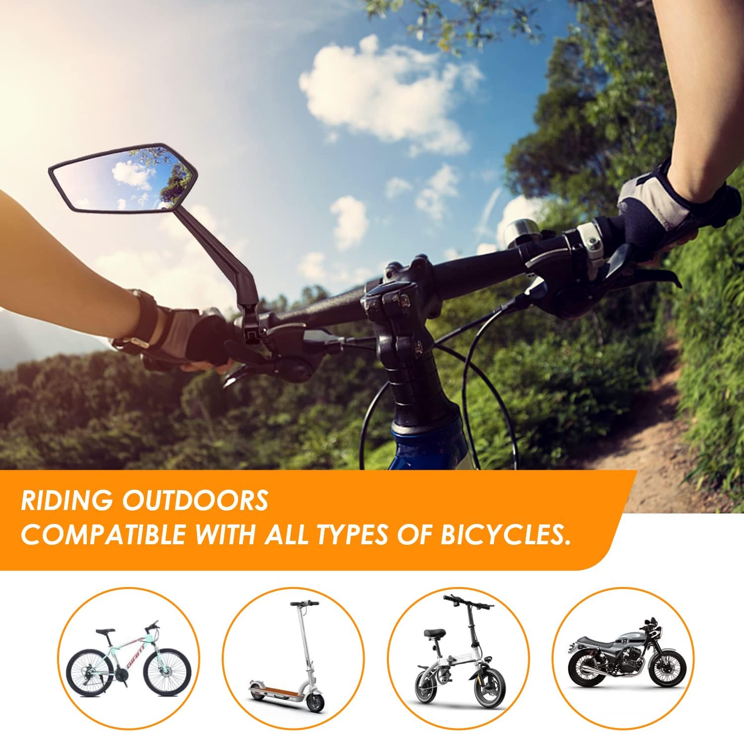 Arkham Bike Mirror for Handlebar Adjustable Bicycle Rear View Mirror 360 Rotatable, HD Glass Bicycle Mirror Shakeproof, Easy Installation,Wide View Angle, Essential Bike Tool for All Bicyclists,Left