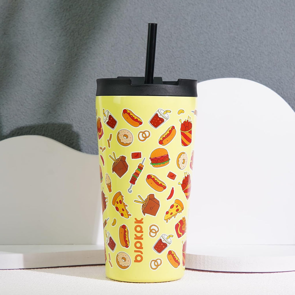 BJPKPK 30 oz Coffee Tumbler with Straw, Insulated Stainless Steel Cup