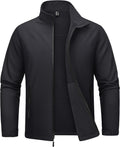 MAGCOMSEN Men's Fleece Lined Softshell Jacket Lightweight Waterproof Windbreaker Zip Up Winter Rain Coat Tactical Hiking