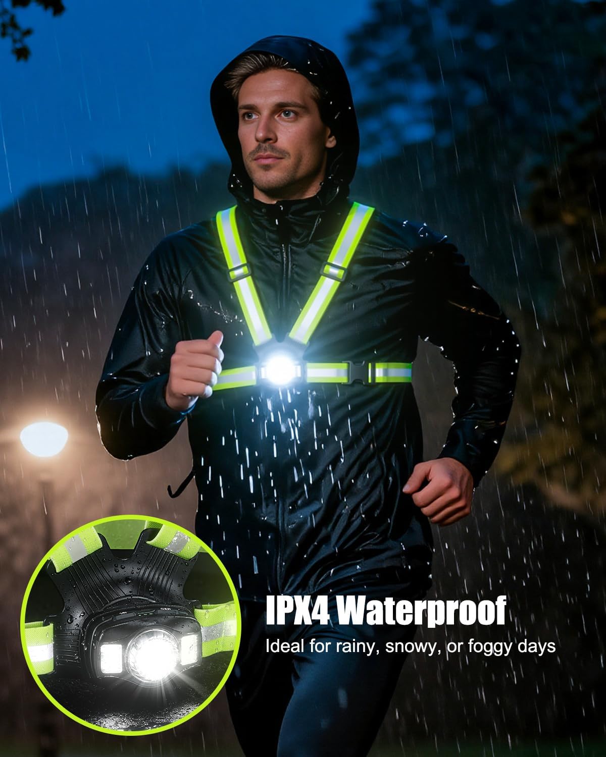 Running Lights for Runners, 500LM High-Vis Reflective Running Vest