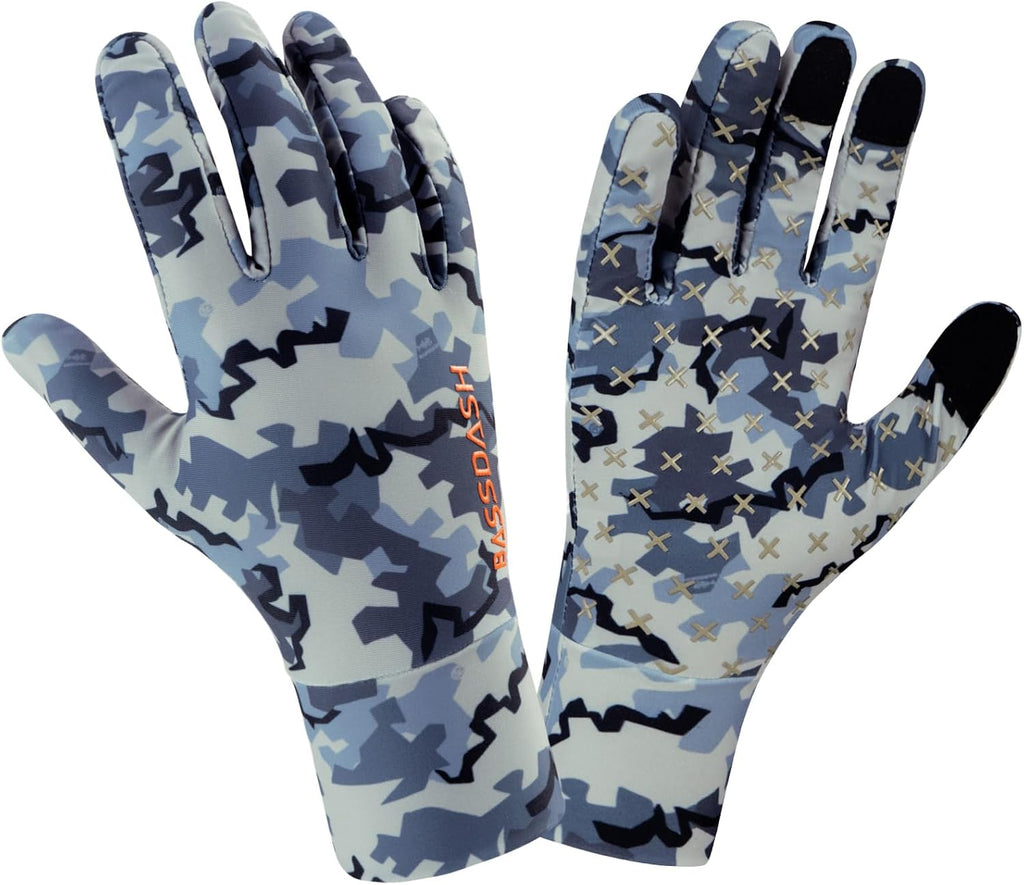 BASSDASH Men’s Camo Hunting Gloves UPF 50+ Lightweight Touchscreen Gloves for Warm Weather Fishing Hiking Outdoor Activities