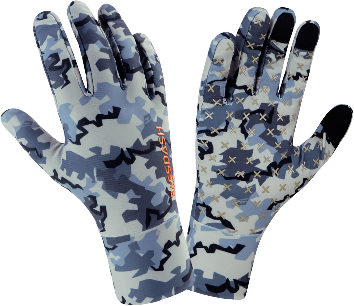 BASSDASH Men’s Camo Hunting Gloves UPF 50+ Lightweight Touchscreen Gloves for Warm Weather Fishing Hiking Outdoor Activities