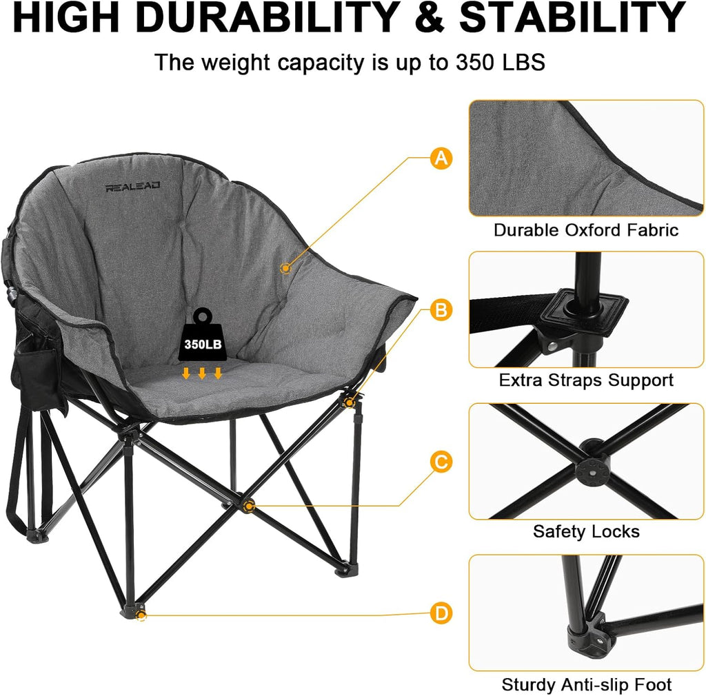 REALEAD Oversized Heated Chairs Outdoor Sports with Fully Thick Padded
