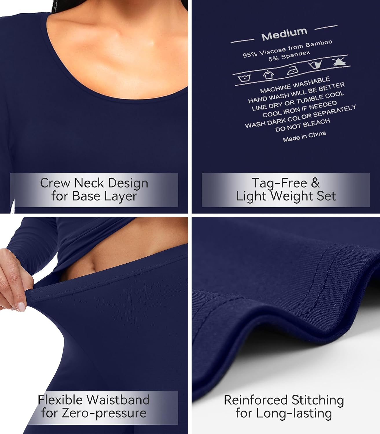 WiWi Soft Underwear for Women Thermal Long Johns Sets Super Warm Base Layer Top Pants Pajamas Set Viscose from Bamboo S-3X